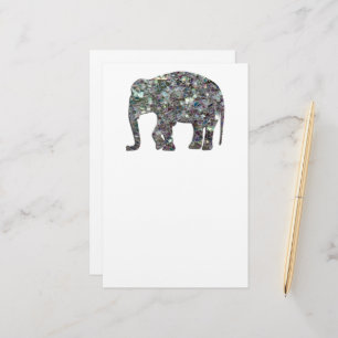 Customise Sparkly colourful silver mosaic Elephant Stationery