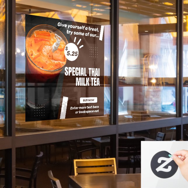 Customise Special Thai Milk Tea Shop Promo (Restaurant Window)