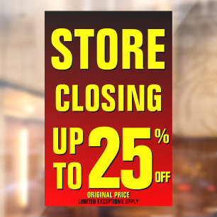 Customise Store Closing Up To 25% Off Business