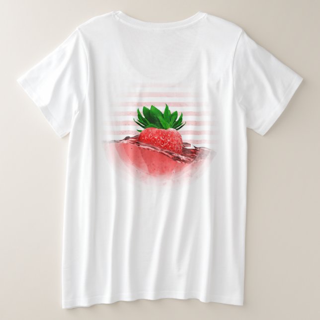 Customise Strawberry Trendy White Colour Template Plus Size T-Shirt (Design Back)