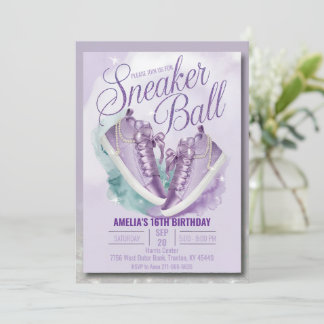 Customise Sweet Lavender Birthday Sneaker Ball Invitation