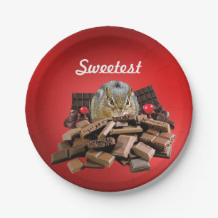 Customise Sweetest Day Chocolate Chipmunk Paper Plate