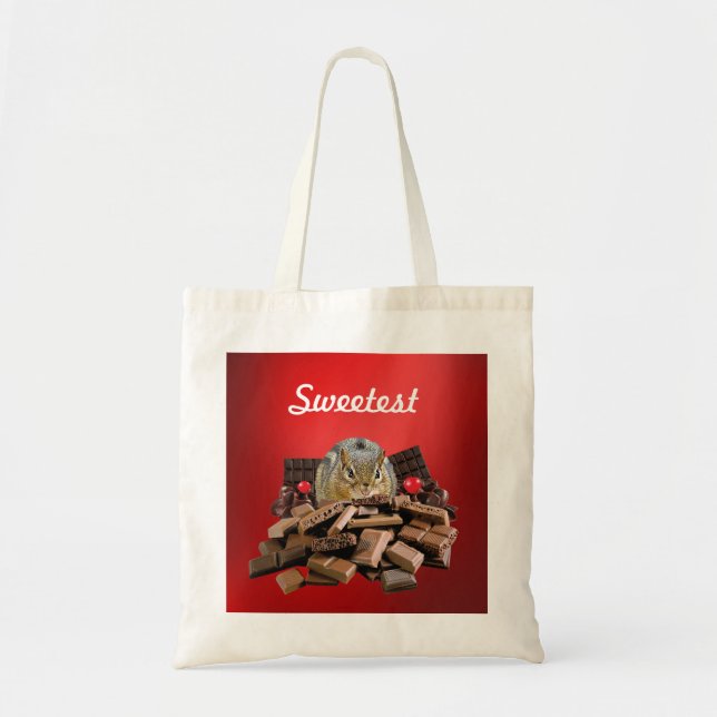 Customise Sweetest Day Chocolate Chipmunk Tote Bag (Front)