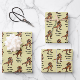 Customise T-Rex Dinosaur Tyrannosaurus Birthday   Wrapping Paper Sheet