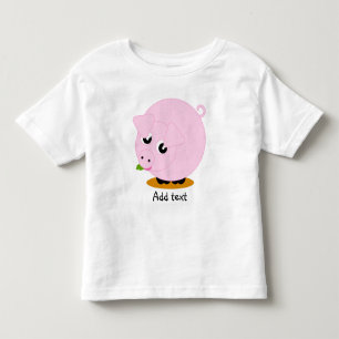 Customise text, cartoon cute pink pig farm animal: toddler T-Shirt