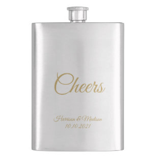 customise text Cheers Wedding gift favours Flask