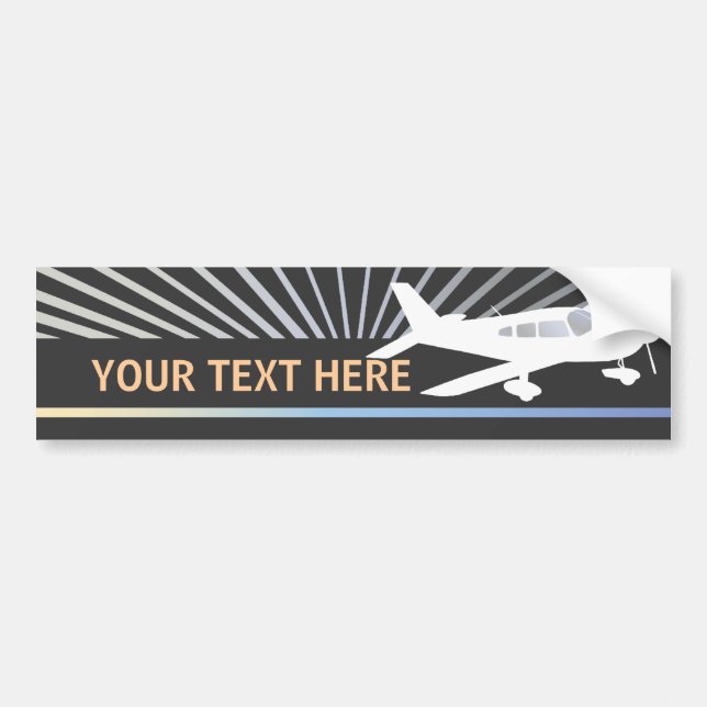 Customise Text - Low Wing Aeroplane Bumper Sticker (Front)