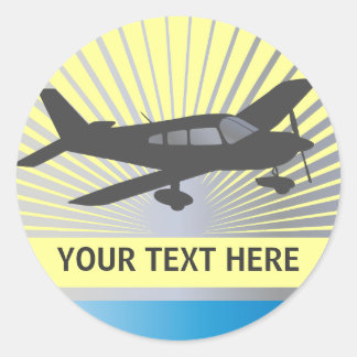 Customise Text - Low Wing Aeroplane Classic Round Sticker