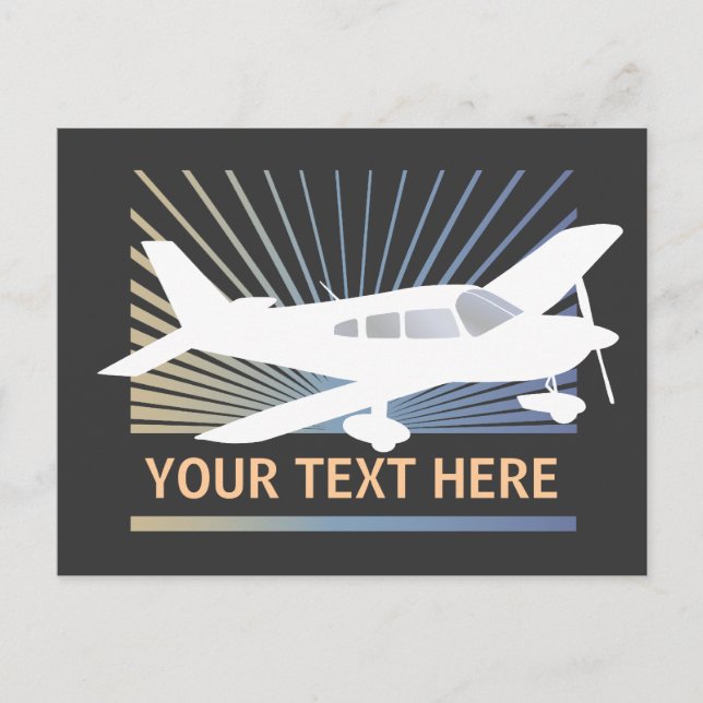 Customise Text - Low Wing Aeroplane Postcard (Front)