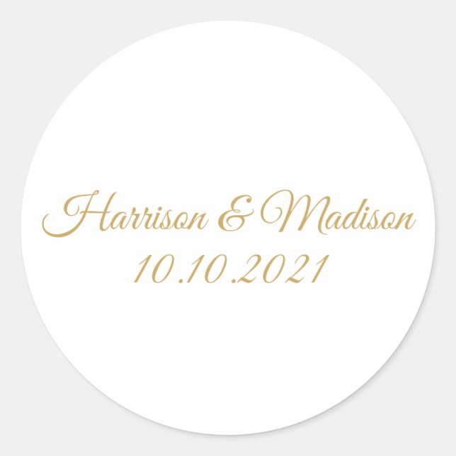 customise text Wedding gift favours Classic Round  Sticker (Front)