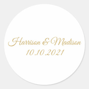 customise text Wedding gift favours Classic Round  Sticker