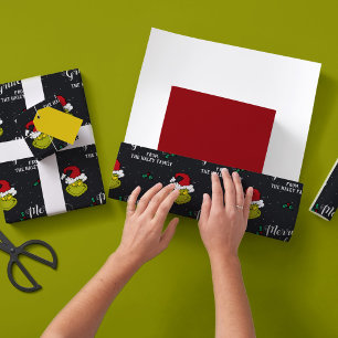 Customise Text with Family Name - Grinch Wrapping Paper