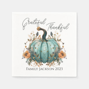 Customise Thanksgiving Rustic Blue Pumpkin Napkin