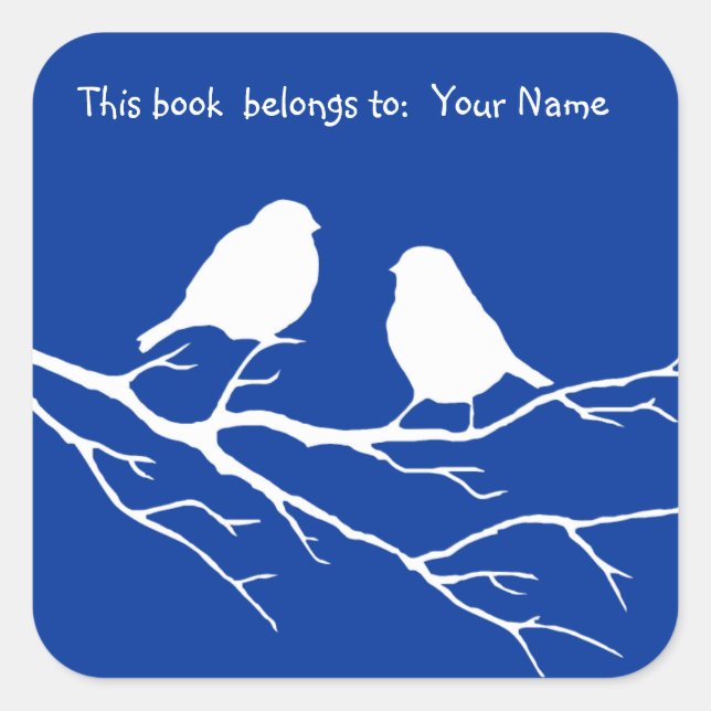 Customise the Colour Two Birds in Tree Nature Square Sticker (Front)