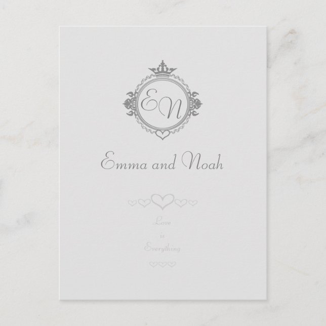 Customise the names, initials and phrase Love Announcement Postcard (Front)