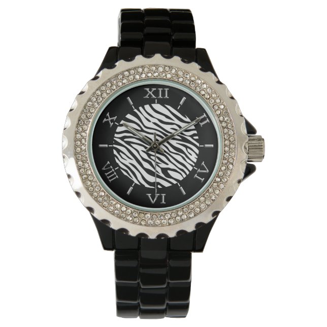 Customise this Background Colour Zebra Stripes Dia Watch (Front)