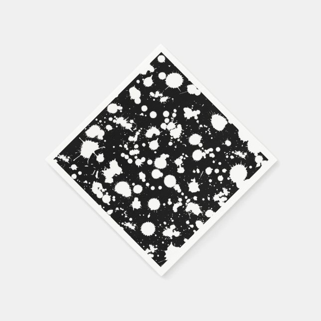 Customise This Black and White Splatter Paint Art Napkin (Corner)