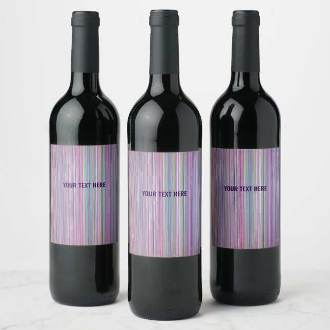 Customise this Broken TV screen Rainbow stripe Wine Label (Bottles)
