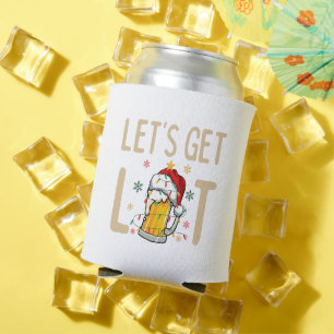 Customise This Design: Let's Get Lit Santa Hat Can Cooler