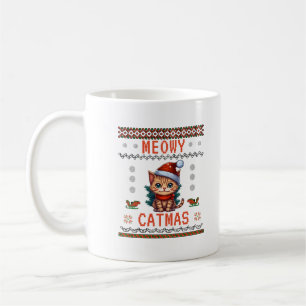 Customise This Design: Meowy Catmas Cat Christmas Coffee Mug
