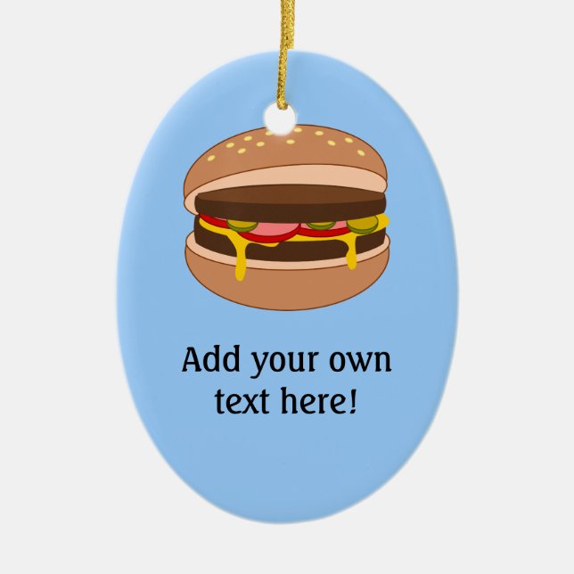 Customise this Hamburger graphic Ceramic Tree Decoration (Front)