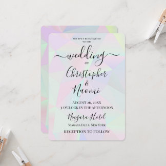 Customise This Holographic Geometric Background Invitation
