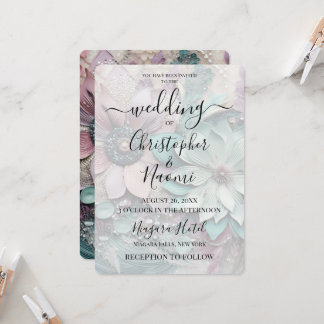 Customise This: Pink Teal Paper Flowers Invitation