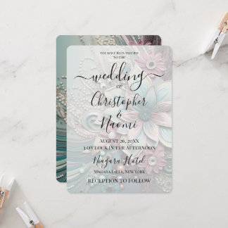 Customise This: Pink Teal Rustic Paper Flower Invitation