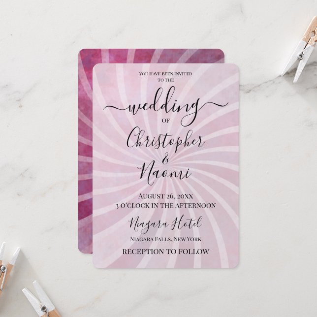 Customise This Retro Sunburst Wedding Invitation (Front/Back In Situ)