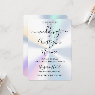 Customise This Silver Holographic Beams Background Invitation