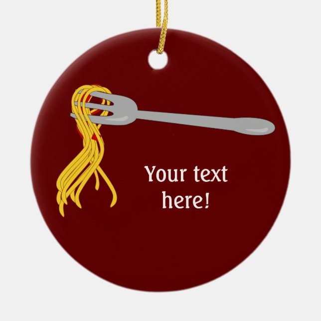 Customise this Spaghetti Pasta graphic Ceramic Tree Decoration (Front)