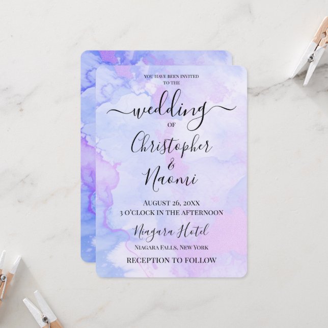 Customise This Watercolor Background Invitation (Front/Back In Situ)