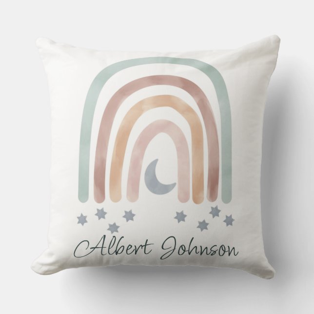 Customise Throw Cushion - Rainbow Stars and Moon (Front)