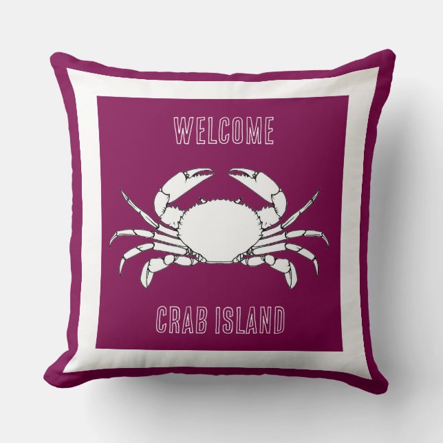 Customise Throw Cushion - Welcome To Crab island (Front)