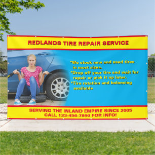 Customise Tire Repair Shop Photo Detailed Text Ban Banner