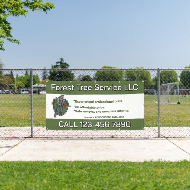Customise Tree Service Man With Chainsaw Business Banner (Insitu)