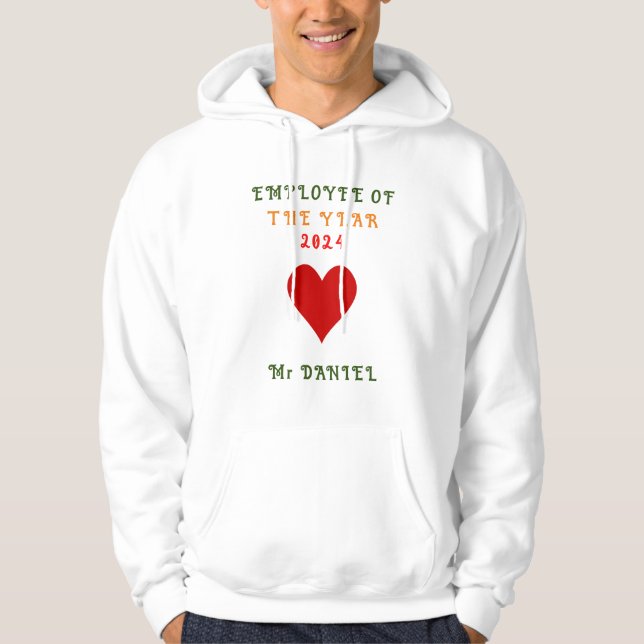 Customise Trendy Employee Of The Year 2024 White Hoodie (Front)