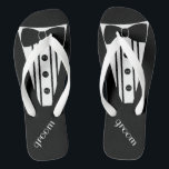 Customise Tuxedo Colour Jandals<br><div class="desc">The perfect touch to your destination beach or poolside wedding. CUSTOMIZE THE COLOR- flip flops with a white formal tuxedo, white shirt and bow tie image. Your groom will marry in style with these fashionable "Formal Tuxedo Flip-Flops" Add a matching wedding gown style for the bride! Please visit my store...</div>