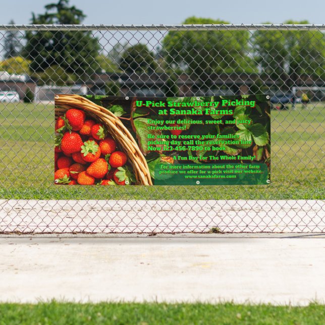 Customise U-Pick Strawberry Farm Berry Picking  Banner (Insitu)