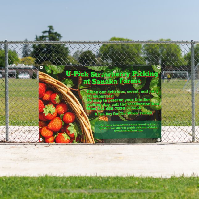 Customise U-Pick Strawberry Farm Berry Picking  Banner (Insitu)