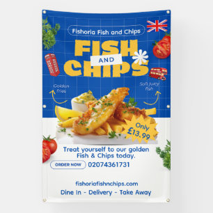 Customise UK Edition Delicious Fish N Chips Restau Banner