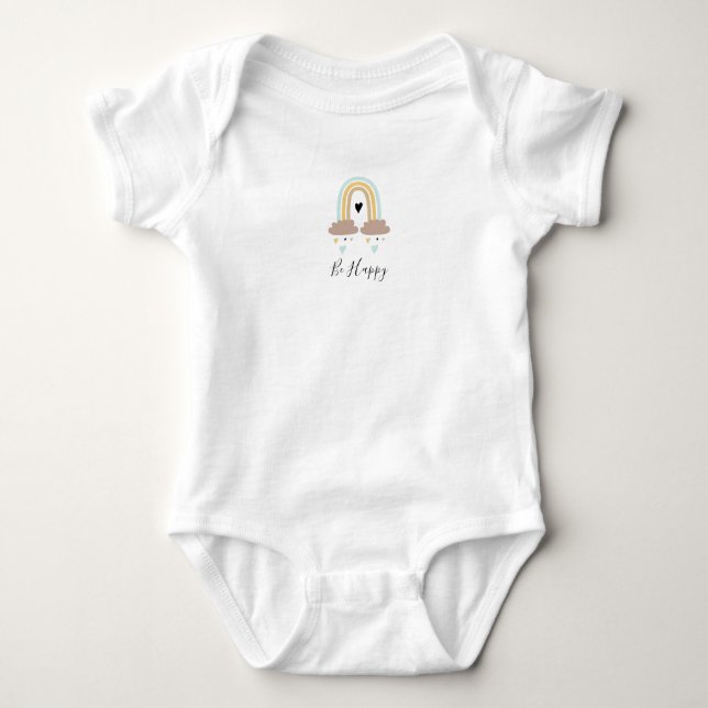 Customise Unisex Bodysuit - Rainbow and Hearts (Front)
