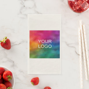 Customise Upload Add Company Logo Text Ecru Napkin