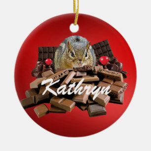 Customise Valentine’s Day Chocolate Chipmunk Ceramic Tree Decoration