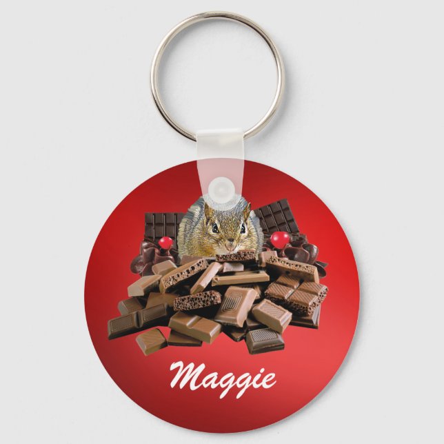 Customise Valentine’s Day Chocolate Chipmunk Key Ring (Front)