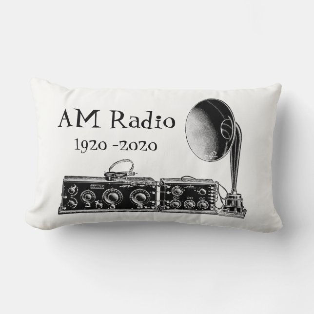 Customise Vintage AM Radio Receiver Lumbar Cushion (Front)