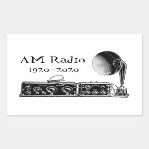 Customise Vintage AM Radio Receiver Rectangular Sticker