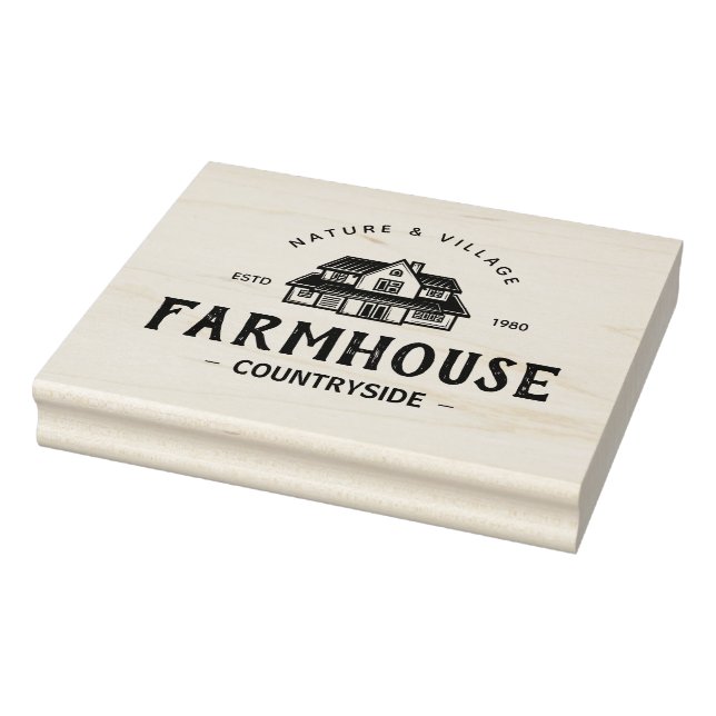 Customise Vintage Modern Farmhouse Logo Rubber Stamp (Stamp)