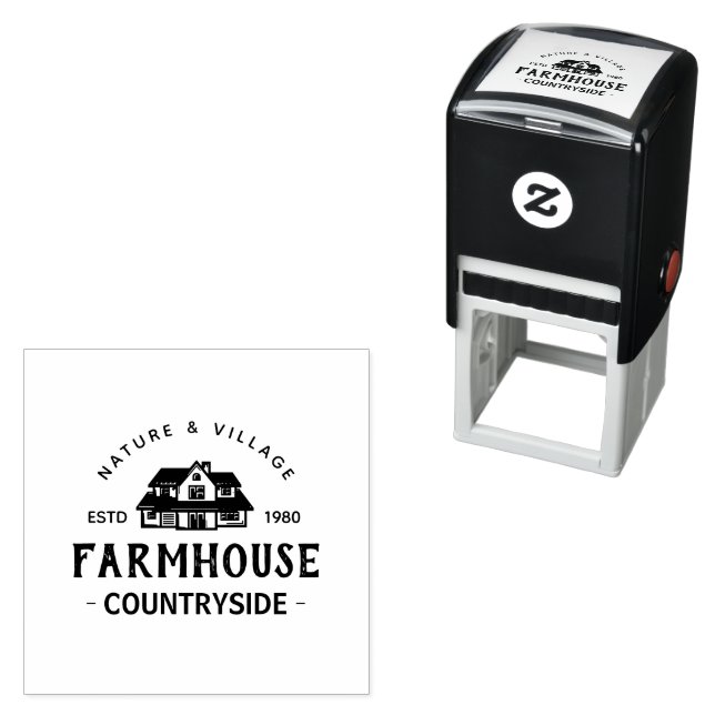 Customise Vintage Modern Farmhouse Logo Self-inking Stamp (In Situ)