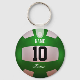 Customise Volleyball Forest Green Key Ring